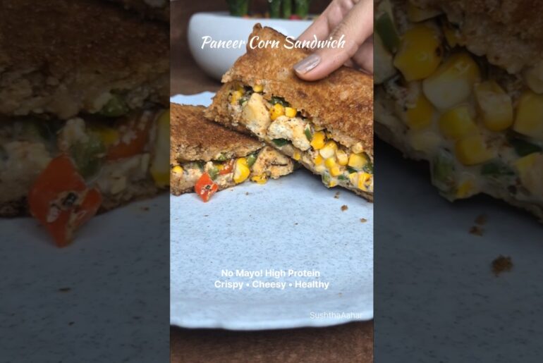 High Protein Paneer Corn Sandwich | Easy 10-Min Breakfast Recipe #sandwich #healthyrecipes #shorts