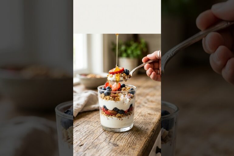 greek yogurt berry parfait 3 ingredient healthy breakfast