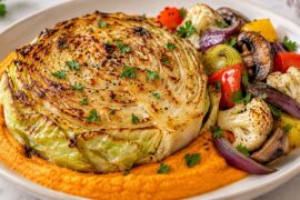 Healthy Cabbage Steak Dinner | Easy Baked Cabbage Recipe with Vegetables