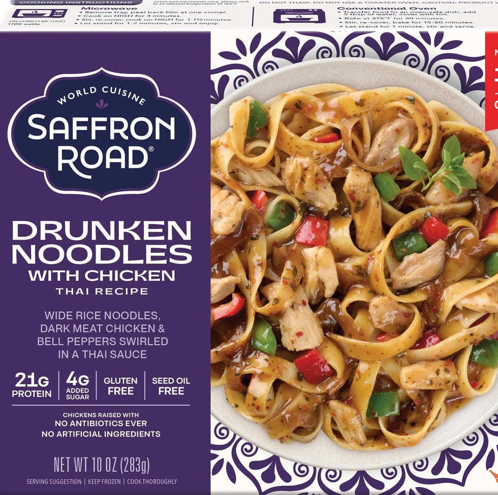 packaging for saffron roads drunken noodles with chicken