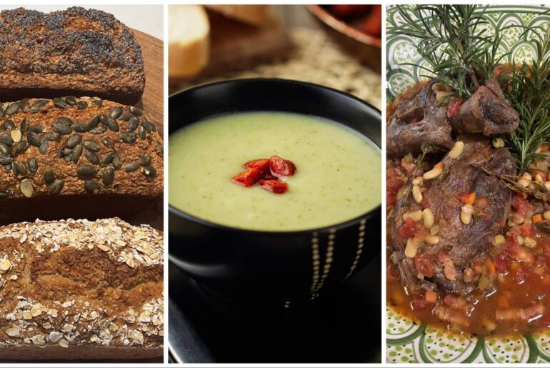 Darina's Beginner brown bread, Classic foragers soup, and Braised Lamb Shanks