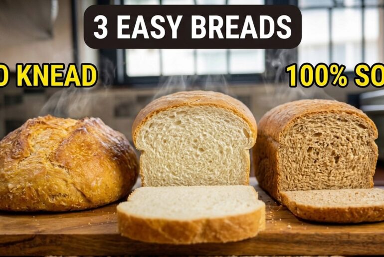 3 Homemade Bread Recipes for Beginners  | Healthy, Easy & No-Knead Bread Recipes